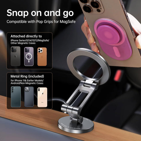 SYNCWIRE Fits MagSafe Car Mount, All-Metal Magnetic Phone Holder for Car, 360° Rotation Magnetic Car Mount