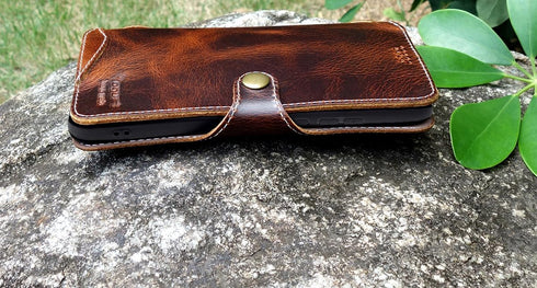 Yogurt S24 S24 Case for Samsung Galaxy Ultra, Genuine Leather Wallet Cover for Samsung Ultra, Handmade Dark Brown