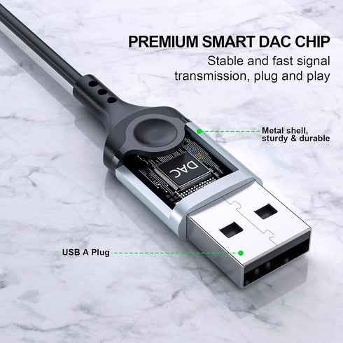 USB Headset with Microphone for PC, 7.5 Ft Cable, Wired USB Earbuds with Mute in-Line Stereo Noise Canceling for Laptop