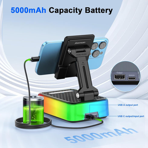 JTEMAN Gifts for Men Women, Phone Stand Bluetooth Speaker with Charging Function and RGB Light, Unique Birthday Gift