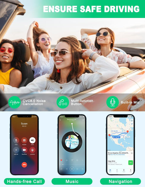 COMSOON Bluetooth AUX Adapter for Car, Noise Reduction Bluetooth Receiver for Music/Hands-Free Calls, 16H Battery Life,