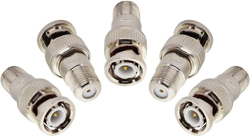 Boobrie F-Type to BNC Coax Adapter, 5 Pack BNC/F Female Coaxial Cable Connector for CCTV Camera and Satellite Scanner