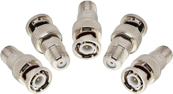 Boobrie F-Type to BNC Coax Adapter, 5 Pack BNC/F Female Coaxial Cable Connector for CCTV Camera and Satellite Scanner