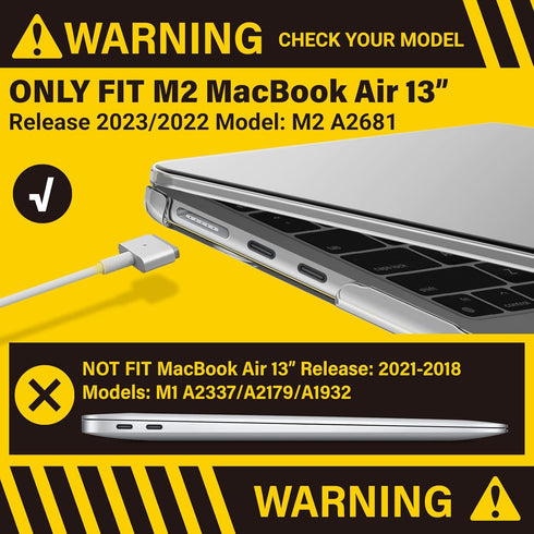 IBENZER Compatible with 2024 2023 2022 MacBook Air 13 inch Case - Hard Shell, Sleeve, Keyboard Cover, Type-C Adapter