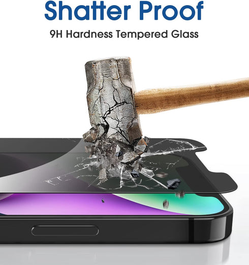 amFilm OneTouch Privacy Tempered Glass Screen Protector for iPhone 14 Plus & 13 Pro Max (6.7") - 2-Pack, Easy Install