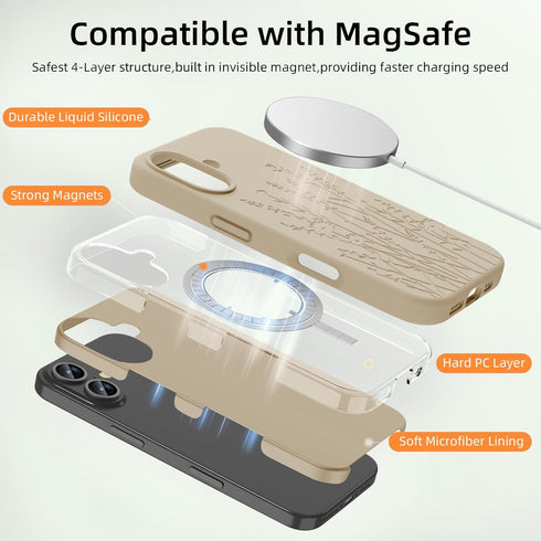 OAOA 16 Magnetic Engraved Case Compatible with iPhone Case, Compatible with Magsafe, Camera All-Round Protection, Slim