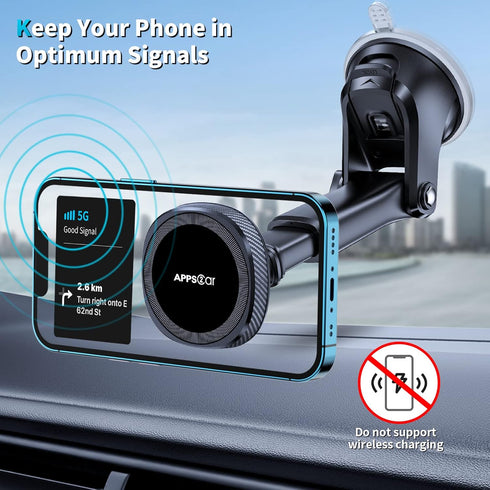 APPS2Car MagSafe Car Mount, Magnetic Phone Holder for Dashboard Windshield Compatible with iPhone 15-12