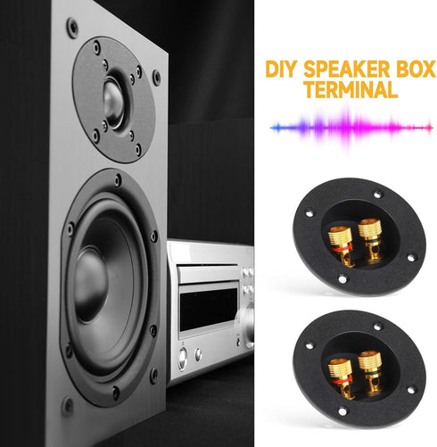 2 Pcs Speaker Sub Box Terminals Cup for Subwoofer Box, Black 3 Inch Round 2-Way Spring Loaded Jacks Connector