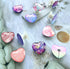 Expanding Cell Phone Grip Heart Shape Glass Finger Holder for Smartphones, Collapsible Stand - Pink Vertical Lines