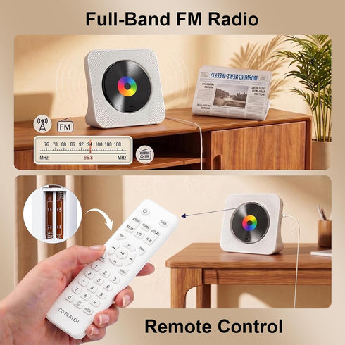 Gueray CD Player Portable Bluetooth Desktop CD Player for Home with Timer Built-in HiFi Speakers with LCD Screen
