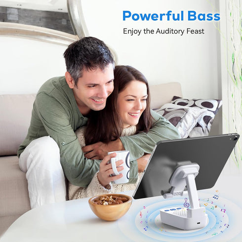 Gifts for Men Women, Cell Phone Stand with Wireless Bluetooth Speaker, Punchy Bass & HD Stereo Sound for Home Outdoors