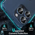 YWXTW Bling Camera Lens Protector for iPhone 15 Pro/Pro Max, Individual Metal Tempered Glass Case Friendly (Blue