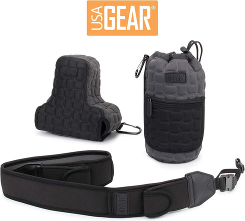 USA GEAR FlexARMOR-X Large Lens Case Pouch - Deluxe Padded Neoprene Protection for Lens up to 70-300mm