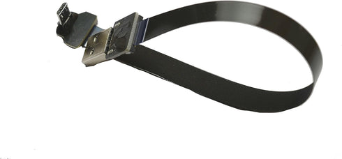 FFC Micro USB FPV Flat Slim Thin Ribbon FPC Cable Black 90 Degree to Standard USB A for Charging and Sync (30CM)