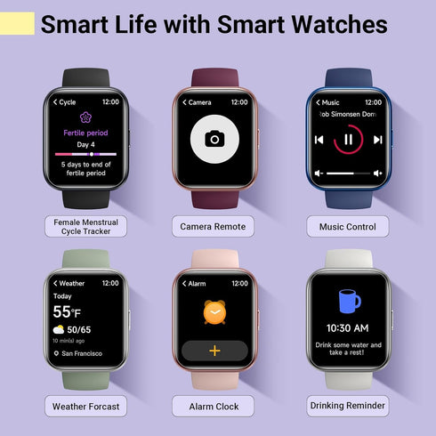 Smartwatch for Women, 1.8'' Fitness Tracker with Alexa, Call Alerts, Heart Rate Monitor, 120 Sports Modes