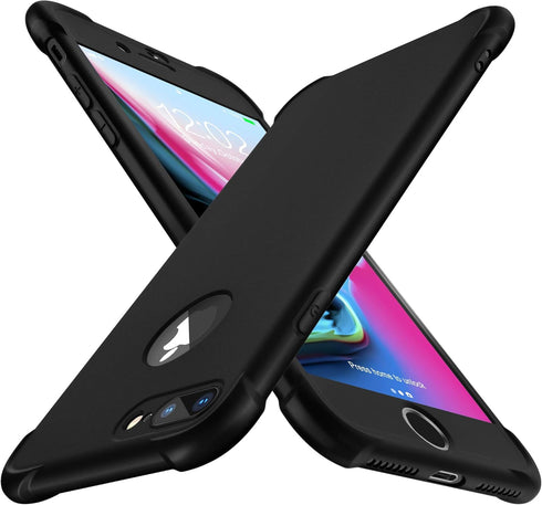 ORETECH Compatible with iPhone 8 Plus/7 Plus Case - 2 Pack 9H Tempered Glass Screen Protector, Black