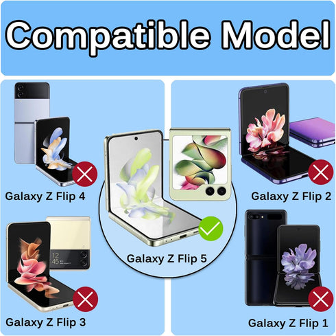Miimall Samsung Galaxy Z Flip 5 5G Leather Case with Metal Ring Holder, Shockproof Tempered Glass Screen Protective