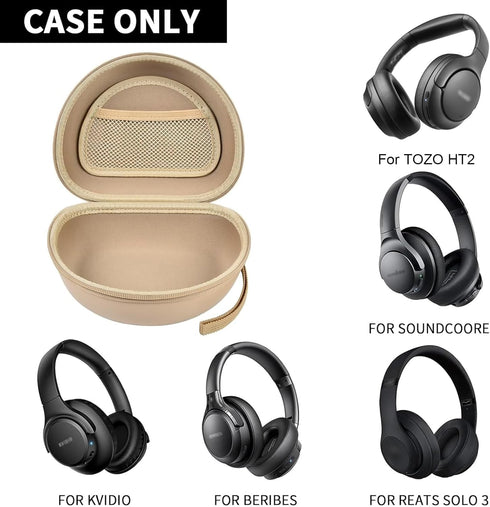 Headphone Case for TOZO HT2/ for Picun P26 / for Beats Studio Pro/for Beats Solo3 2/ for Beats Studio3 On-Ear Headphones More Foldable Bluetooth Wireless Headset (Extra Large) - Khaki