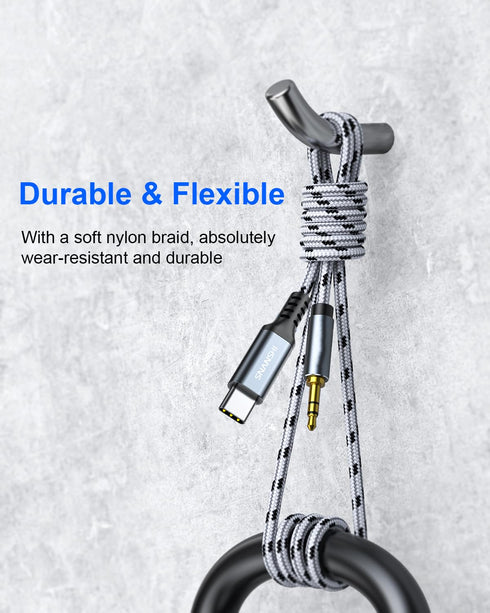 AUX to USB C Cable 6.6ft - USB Type C to 3.5mm Audio Cable for Speaker, Headphones, Compatible with iPhone 15 Pro