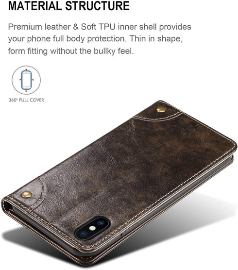 iPhone XR Case, SINIANL Leather Wallet Folio Case with Stand and ID Credit Card Slot for iPhone XR 6.1 inch 2018