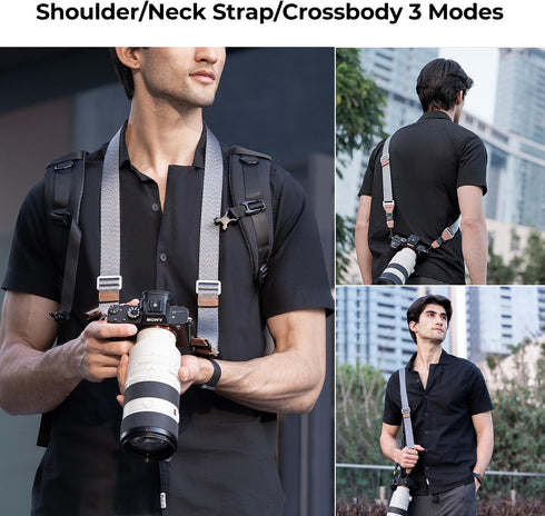 K&F Concept 32mm Camera Neck Strap for Photographers, Quick Release Clip Adjustable Sling Strap for Nikon Canon Sony