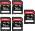 EASTBULL 5-Pack of SD Card 16GB Class 10 SD Card U1 V30 High-Speed