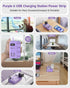 Beeiker 6 USB(2 5Ft 24W 4 USB C) Purple Travel Power Strip- Lavender Extension Cord with USB Charging Station