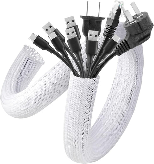 AGPTEK Cable Sleeve Cover, 10ft - 1.5 inch Wire Organizer for Home Office, Protects Cables from Pets