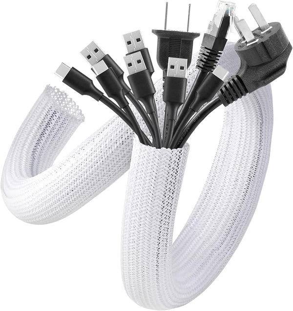 AGPTEK Cable Sleeve Cover, 10ft - 1.5 inch Wire Organizer for Home Office, Protects Cables from Pets