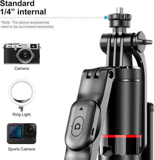 NOOX 67" 1/4 Selfie Stick Tripod for iPhone with Remote Control, Phone Holder and Screw, Extendable Travel Essentials