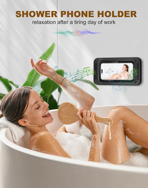 TOCHIO 1716 15 14 13 12 11 Upgraded Shower Phone Mount Waterproof with Speaker Hole Touch Screen Shower Phone Stand