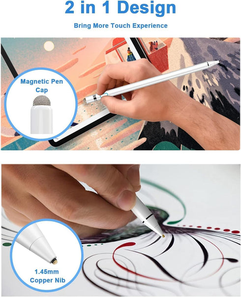 Stylus Pen for Touch Screen, 1.5mm Fine Point Rechargeable Universal Stylus Pencil Compatible with