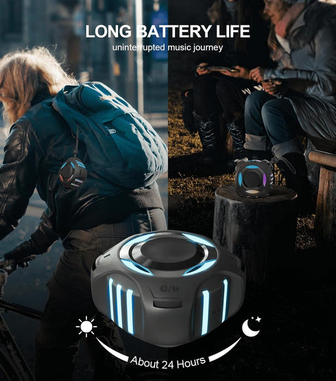 Waterproof Bluetooth Speaker IPX7, Portable Shower Speaker with Dynamic Lights and 24H Playtime