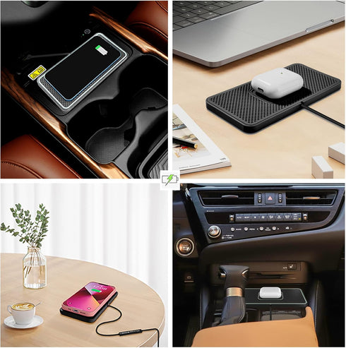 15W Wireless Car Charger Pad, Fast Wireless Phone Charger for Android, Non-Slip Charging Mat for Galaxy S21/20/S9/S10/S8
