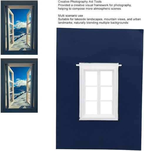Aqur2020 20x15cm 14x11cm Window View Photography Prop, Creative Frame Tool with Opening for Landscape Travel City Photo