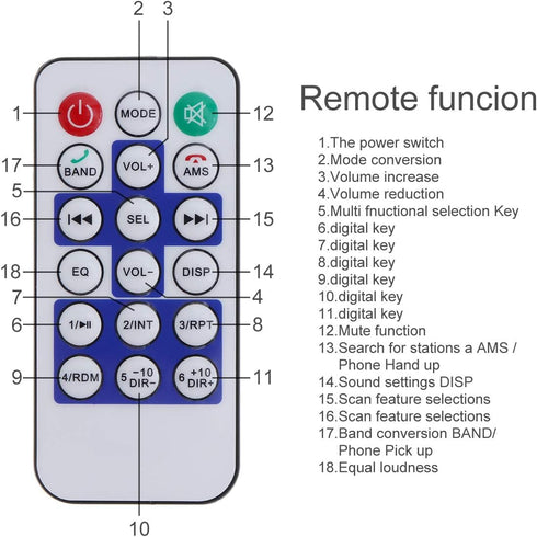 12V Bluetooth Car Radio MP3 Player, Vehicle Stereo Audio Support FM / USB / SD / AUX with Remote Control