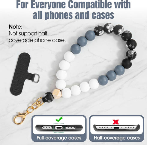 Shimmeroo Cute Phone Charm Strap with Spacer,Beaded Phone Wrist Strap Wrist Lanyards for Case Cellphone Chain Wristlet