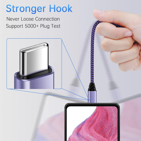 Fast Charging USB C Cable for Samsung Galaxy A15 5G/A35/S24 Ultra/S24 Plus/S23/S22 Ultra, 3FT 2-Pack.
