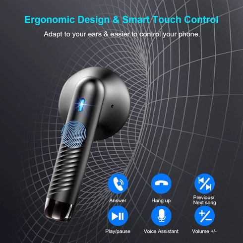 Wireless Earbuds Bluetooth 5.3, Stereo Bass Headphones with Noise Cancelling Mic, 32H Playtime, USB C Charging Case