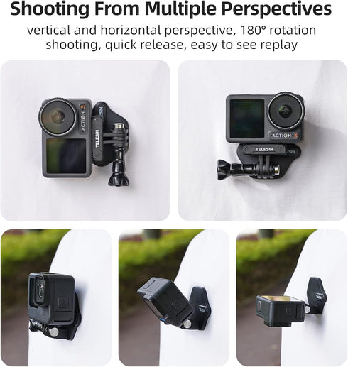 TELESIN 360 Magnetic Mount Chest Mount with Neck Strap Lanyard for GoPro Max Hero 11 10 9 8 7 Insta360