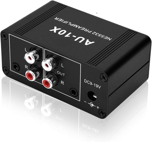 ATNEDCVH Mini Small Stereo Audio preamplifier, Headphone Amplifier, Gain 20dB Phono Turntable Phonograph