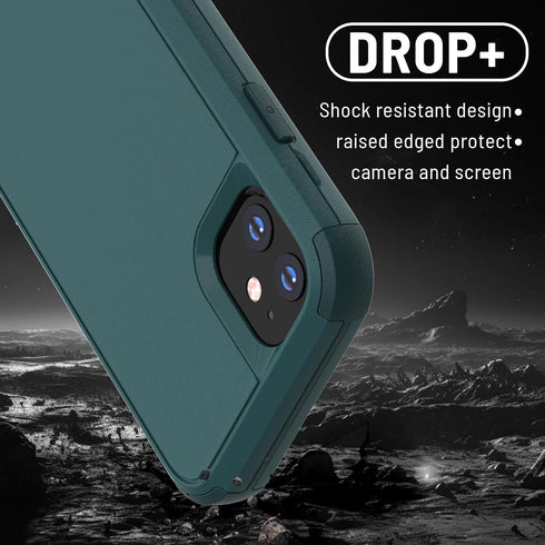 iPhone 11 Case with Screen Protector, Heavy Duty 3-Layer Shockproof Protection, Military Grade, Dark Green, 6.1"