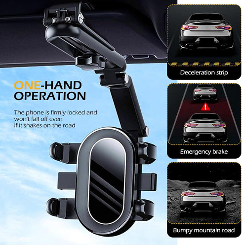 MOXRUQ 1 360 PC Car Rearview Mirror Phone Holder, Rotatable Sun Visor Phone Holder, Multifunctional Auto Clamp Car