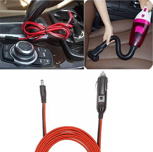 AEISVIK 5.5 2.1mm 10ft 12v 24v 16AWG 15A DC x Connector Car Charger Power Supply Cord - Cigarette Lighter Male Plug