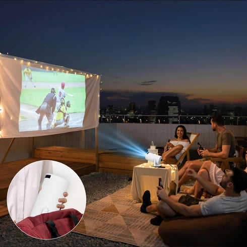 Mini Projector with WIFI 6, Bluetooth, 4K 1080P Support, Portable 180° Rotatable 130'' Screen Movie Projector for