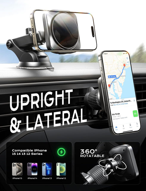 CHGeek 15W Magsafe Car Mount Charger, Wireless Magnetic Phone Holder for iPhone 15 14 13 12