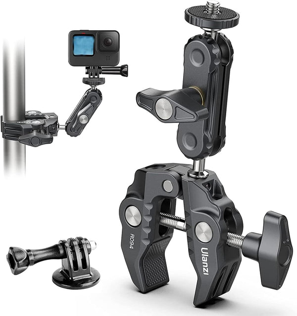 ULANZI Super Clamp Camera Mount with 360° Ballhead Magic Arm, 1/4"-20 & 3/8"-16 Thread for Canon Nikon DSLR/Gopro