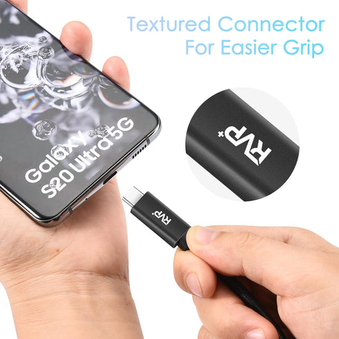 USB C to USB C Cable (2 Pack, 100W, 3FT), Nylon Braided 3.2 Gen 2 Fast Charging Cable - Black
