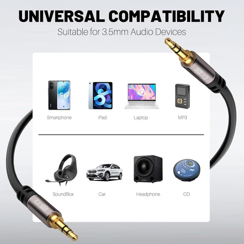 3.5mm 35 5 Kxable Aux Cable Feet, Long Male to Male Auxiliary Audio Cord, Preminun Gold Plated Compatible