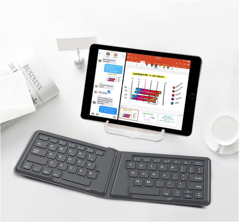 MoKo Foldable Bluetooth Keyboard, Ultra-Thin Rechargeable Portable Wireless Keyboard for Laptop, iPhone, iPad, Gray